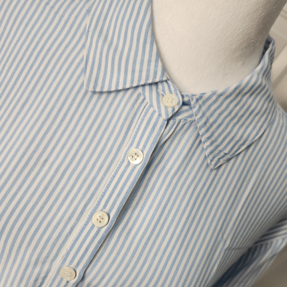 Premise Studio Woman Blue and White Roll Up Sleeves Size 1X Plus - Picture 7 of 8